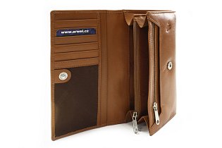 Hnědá dámská klopová kožená peněženka 511-2018-40