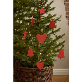 Červená sada kožených vánočních ozdob 412-1310-31