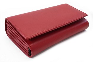 Červená kožená číšnická peněženka s kapsami na kreditní karty 515-2401C-31