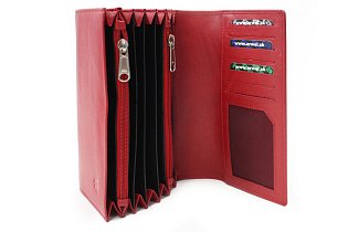 Červená kožená číšnická peněženka s kapsami na kreditní karty 515-2401C-31