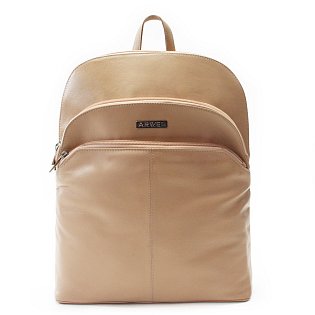 Béžový kožený zipový batoh 311-8955-82