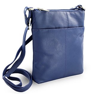 Modrá kožená zipová kabelka 212-3013-97