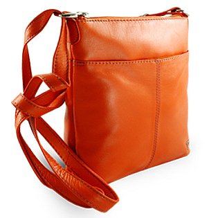 Oranžová kožená zipová kabelka 212-3013-84