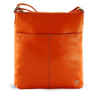 Oranžová kožená zipová kabelka 212-3013-84