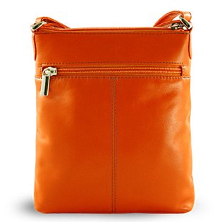 Oranžová kožená zipová kabelka 212-3013-84