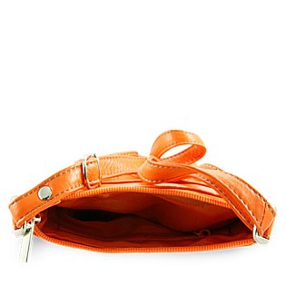 Oranžová kožená zipová kabelka 212-3013-84
