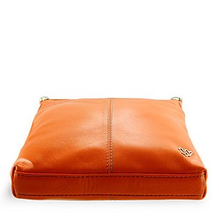 Oranžová kožená zipová kabelka 212-3013-84