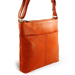 Oranžová kožená zipová kabelka 212-3013-84