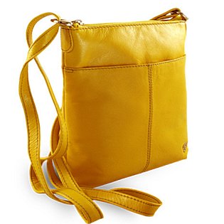 Žlutá kožená zipová kabelka 212-3013-86