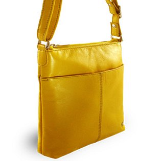 Žlutá kožená zipová kabelka 212-3013-86