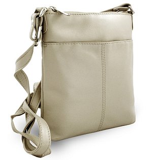 Světle šedá kožená zipová kabelka 212-3013-20