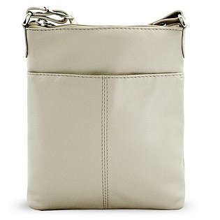 Světle šedá kožená zipová kabelka 212-3013-20