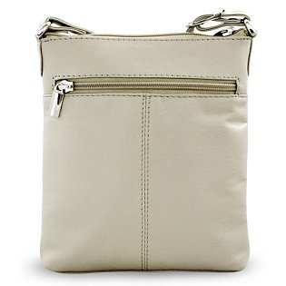 Světle šedá kožená zipová kabelka 212-3013-20