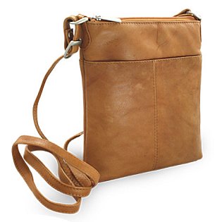 Světle hnědá kožená zipová kabelka 212-3013-05