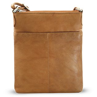 Světle hnědá kožená zipová kabelka 212-3013-05