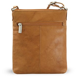 Světle hnědá kožená zipová kabelka 212-3013-05