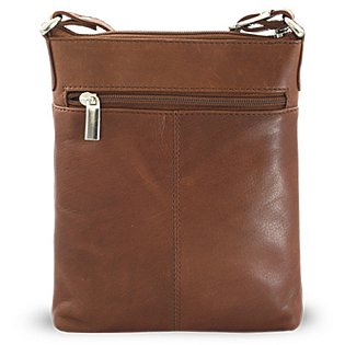 Tmavě hnědá kožená zipová kabelka 212-3013-47