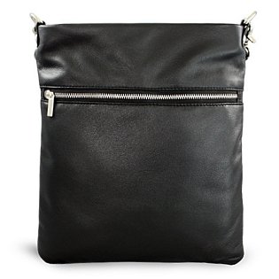 Černá kožená zipová kabelka s popruhem 212-3066-60
