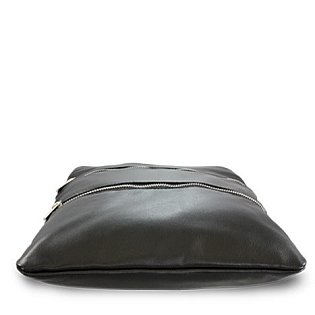 Černá kožená zipová kabelka s popruhem 212-3066-60