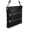 Černá kožená zipová kabelka s popruhem 212-3066-60