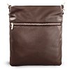 Tmavě hnědá kožená zipová kabelka s popruhem 212-3066-47