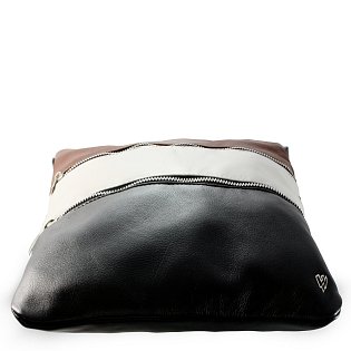 Tříbarevná kožená zipová kabelka s popruhem 212-3066-60/20/47