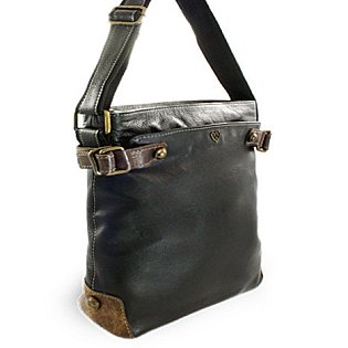 Černá kožená zipová kabelka 212-5713-60