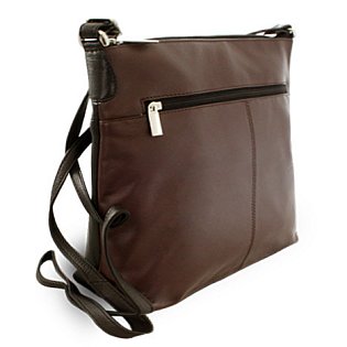 Hnědo-černá kožená zipová kabelka 212-3015-60/40