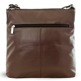 Hnědo-černá kožená zipová kabelka 212-3015-60/40