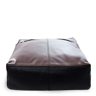 Hnědo-černá kožená zipová kabelka 212-3015-60/40