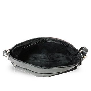 Hnědo-černá kožená zipová kabelka 212-3015-60/40