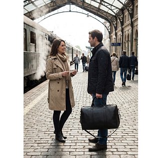 Černá kožená cestovní taška 217-3232-60