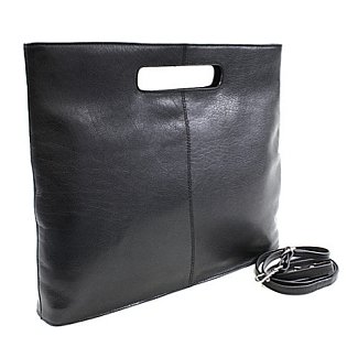 Černá kožená zipová kabelka 212-9123-60