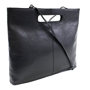 Černá kožená zipová kabelka 212-9123-60