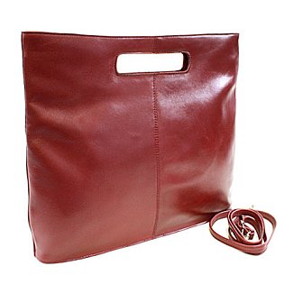 Červená kožená zipová kabelka 212-9123-31