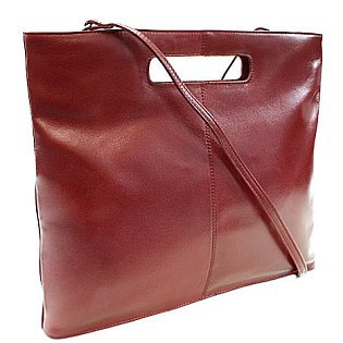 Červená kožená zipová kabelka 212-9123-31