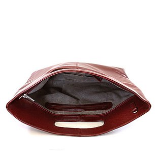 Červená kožená zipová kabelka 212-9123-31