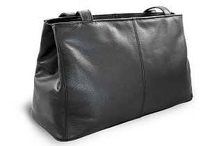 Černá kožená dvouzipová kabelka se dvěma popruhy 212-2092-60