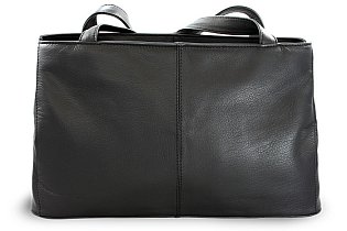 Černá kožená dvouzipová kabelka se dvěma popruhy 212-2092-60