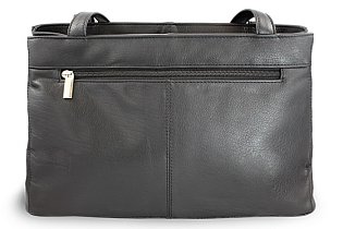 Černá kožená dvouzipová kabelka se dvěma popruhy 212-2092-60