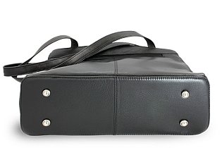 Černá kožená dvouzipová kabelka se dvěma popruhy 212-2092-60