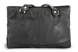 Černá kožená zipová kabelka se dvěma popruhy 212-2058-60