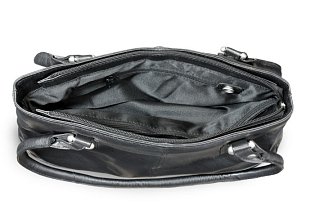 Černá kožená zipová kabelka se dvěma popruhy 212-2058-60