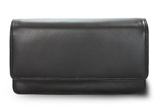 Černé kožené psaníčko s popruhem 214-4071-60