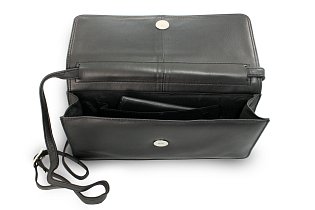 Černé kožené psaníčko s popruhem 214-4071-60