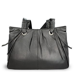 Černá dámská kožená zipová kabelka 212-2068-60