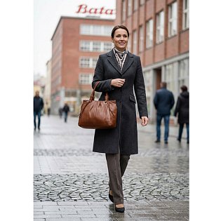 Hnědá dámská kožená zipová kabelka 212-2068-40