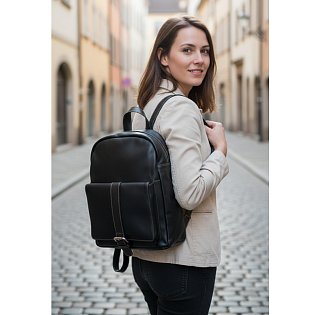 Černý kožený batoh 311-1717-60/40