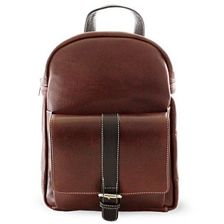 Hnědočerný kožený batoh 311-1717-40/60