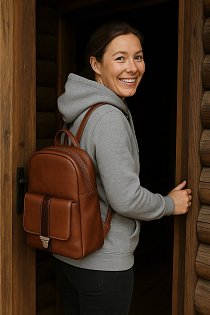 Hnědočerný kožený batoh 311-1717-40/60